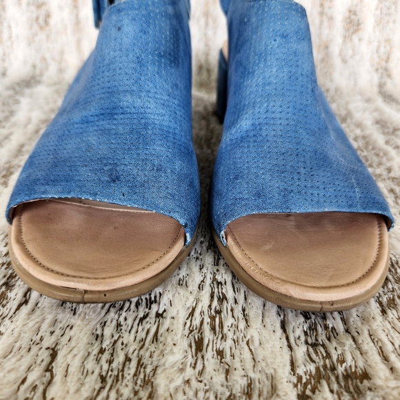 Ecco Danish Design "Shape 35" Block Slingback Sandal Blue Leather Women's Size 8 - Picture 3 of 14